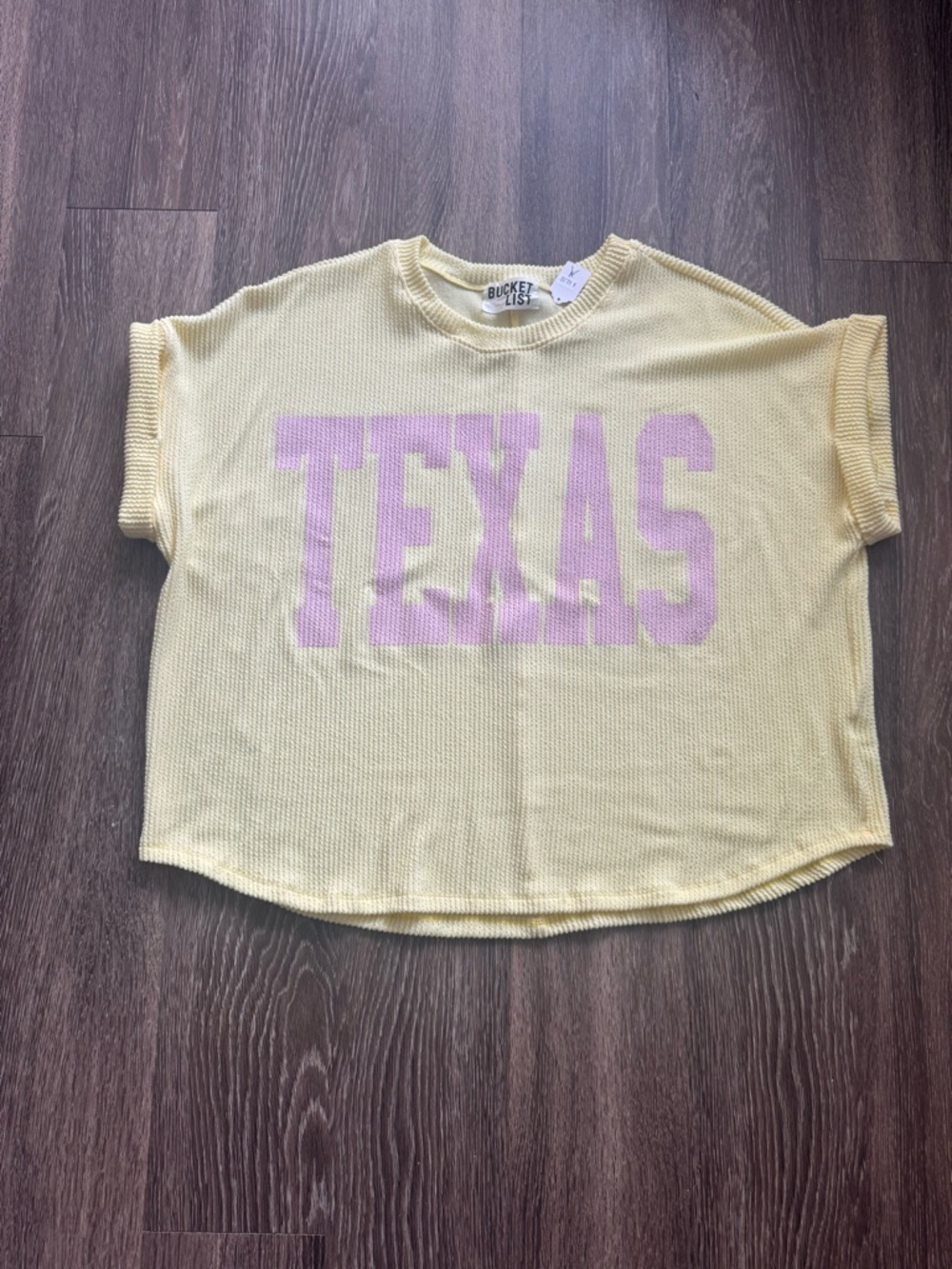 BUCKETLIST Soft Yellow Knit Tee with Crew Neck